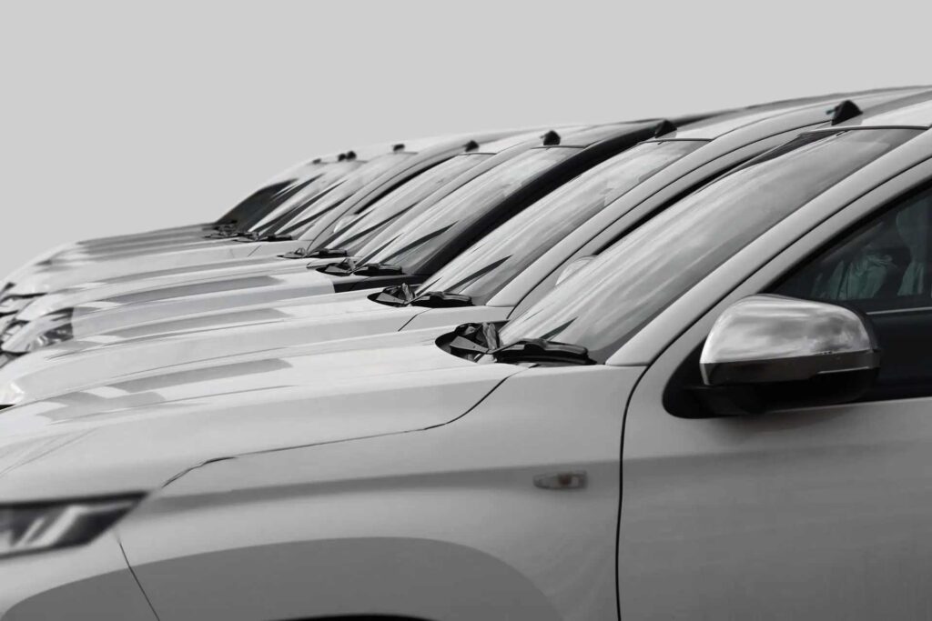 cars parked in a line