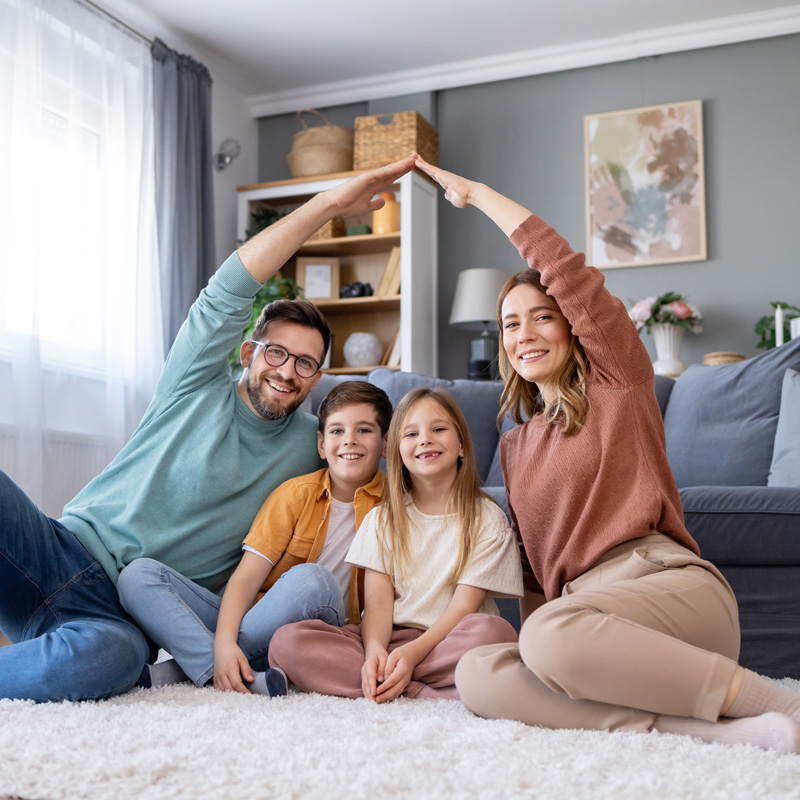 happy family smiling and playing